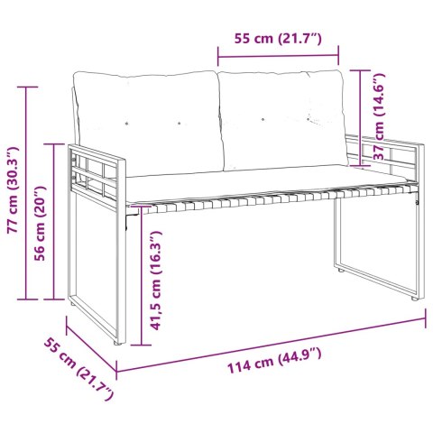 ŁAWKA Z WARSTWĄ DREWNIANĄ GŁADKI JASNOSZARY 114X55X77CM