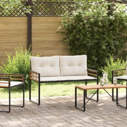 ŁAWKA Z WARSTWĄ DREWNIANĄ Z PODUSZKĄ KREMOWY 114X55X77CM