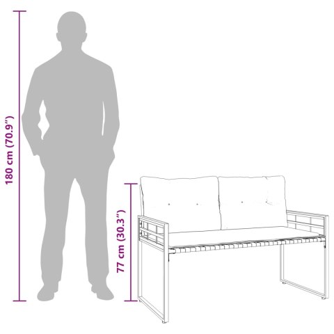 ŁAWKA Z WARSTWĄ DREWNIANĄ Z PODUSZKĄ KREMOWY 114X55X77CM