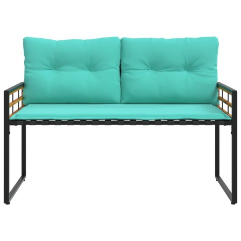 ŁAWKA Z WARSTWĄ DREWNIANĄ Z PODUSZKĄ TURKUSOWY 114X55X77CM