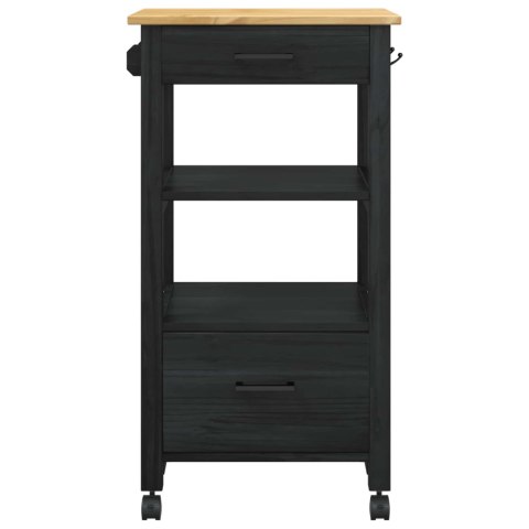 WÓZEK KUCHENNY CZARNY 88,5X40X48CM LITE DREWNO SOSNOWE