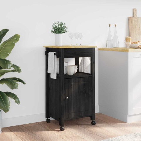 WÓZEK KUCHENNY CZARNY 88,5X40X48CM LITE DREWNO SOSNOWE