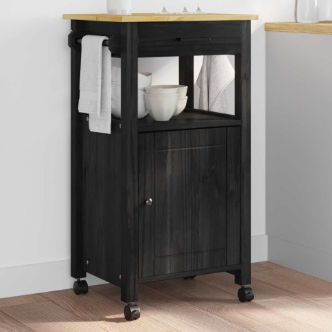 WÓZEK KUCHENNY CZARNY 88,5X40X48CM LITE DREWNO SOSNOWE