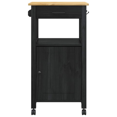 WÓZEK KUCHENNY CZARNY 88,5X40X48CM LITE DREWNO SOSNOWE