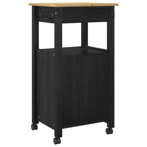 WÓZEK KUCHENNY CZARNY 88,5X40X48CM LITE DREWNO SOSNOWE