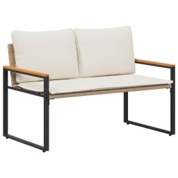 ŁAWKA Z PODUSZKĄ BEŻOWY I KREMOWY 115X65X72CM RATTAN