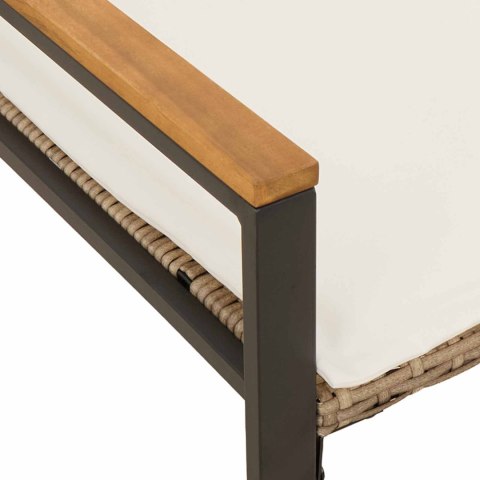 ŁAWKA Z PODUSZKĄ BEŻOWY I KREMOWY 115X65X72CM RATTAN