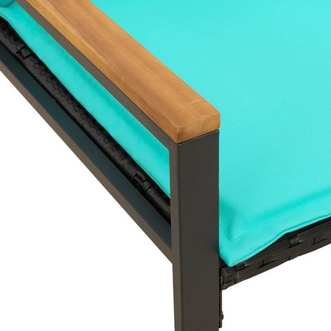 ŁAWKA Z PODUSZKĄ CZARNY I TURKUSOWY 115X65X72CM RATTAN