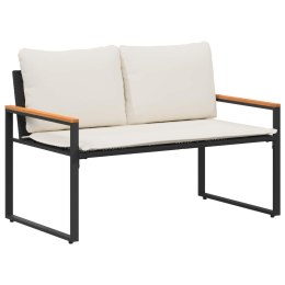 ŁAWKA Z PODUSZKĄ CZARNY I KREMOWO-BIAŁY 115X65X72CM RATTAN
