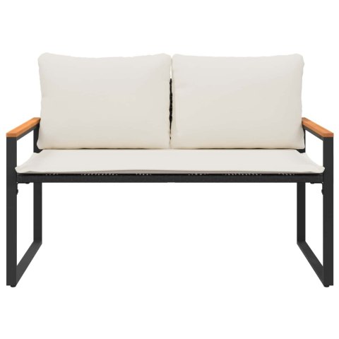 ŁAWKA Z PODUSZKĄ CZARNY I KREMOWO-BIAŁY 115X65X72CM RATTAN