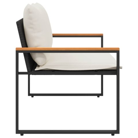 ŁAWKA Z PODUSZKĄ CZARNY I KREMOWO-BIAŁY 115X65X72CM RATTAN