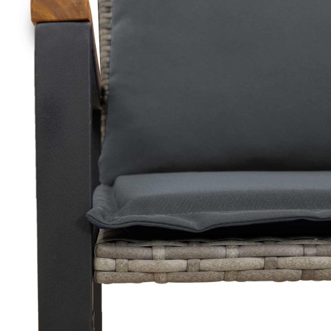 ŁAWKA Z PODUSZKĄ SZARY I CIEMNOSZARY 115X65X72CM RATTAN