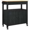 WÓZEK KUCHENNY CZARNY 88,5X40X48CM LITE DREWNO SOSNOWE