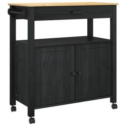 WÓZEK KUCHENNY CZARNY 88,5X40X48CM LITE DREWNO SOSNOWE