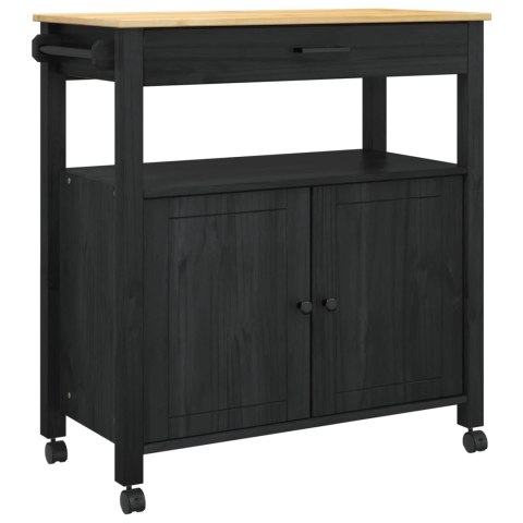 WÓZEK KUCHENNY CZARNY 88,5X40X48CM LITE DREWNO SOSNOWE