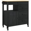 WÓZEK KUCHENNY CZARNY 88,5X40X84CM LITE DREWNO SOSNOWE