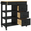 WÓZEK KUCHENNY CZARNY 88,5X40X84CM LITE DREWNO SOSNOWE