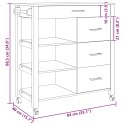 WÓZEK KUCHENNY CZARNY 88,5X40X84CM LITE DREWNO SOSNOWE