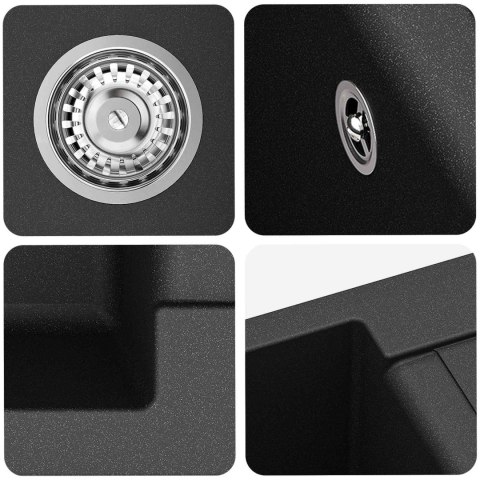 ZLEW CZARNY 780X500MM 80% KWARC I 20% ŻYWICA