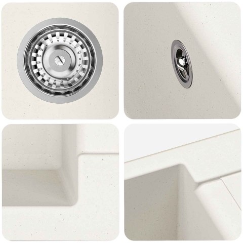 ZLEW BIAŁY 620X500MM 80% KWARC I 20% ŻYWICA