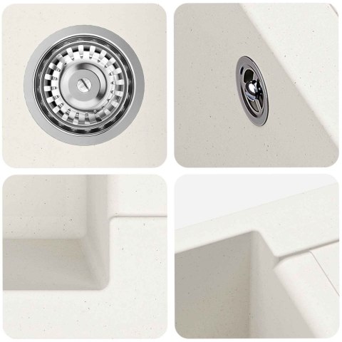 ZLEW BIAŁY 780X500MM 80% KWARC I 20% ŻYWICA