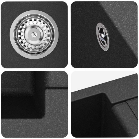 ZLEW CZARNY 780X500MM 80% KWARC I 20% ŻYWICA