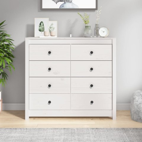 KOMODA,BIAŁY 100X40X90CM LITE DREWNO SOSNOWE