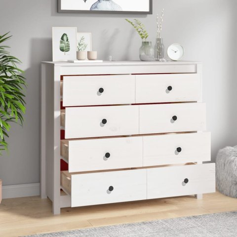 KOMODA,BIAŁY 100X40X90CM LITE DREWNO SOSNOWE