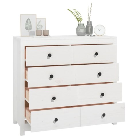 KOMODA,BIAŁY 100X40X90CM LITE DREWNO SOSNOWE