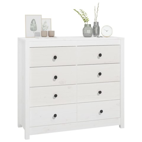 KOMODA,BIAŁY 100X40X90CM LITE DREWNO SOSNOWE