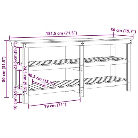 STÓŁ WARSZTATOWY Z PÓŁKĄ WOSKOWY BRĄZ 181.5X 50X 80CM