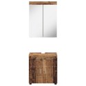 ZESTAW MEBLI ŁAZIENKOWYCH Z PÓŁKĄ Z DRZWIAMI TULUM STARE DREWNO