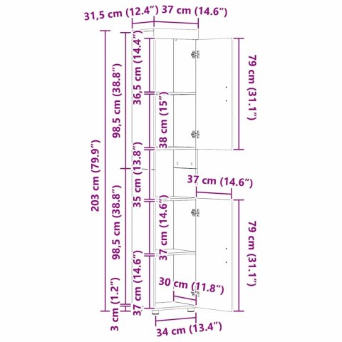 ZESTAW MEBLI ŁAZIENKOWYCH Z PÓŁKĄ Z DRZWIAMI TULUM SZARY SONOMA