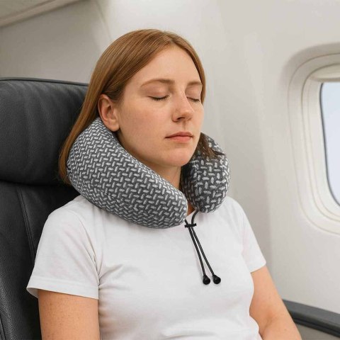 PODUSZKA Z PODUSZKĄ Z REGULACJĄ SZARY 30X28X14CM POLIESTER