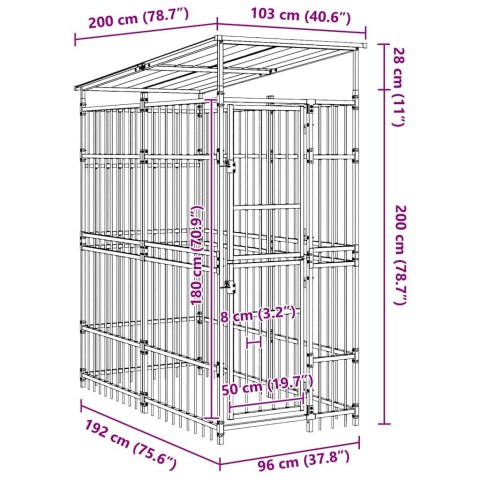 KOJEC ZEWNĘTRZNY DLA PSÓW Z ZADASZENIEM STALOWY 1,84M²