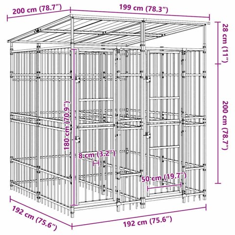 KOJEC ZEWNĘTRZNY DLA PSÓW Z ZADASZENIEM STALOWY 3,69M²
