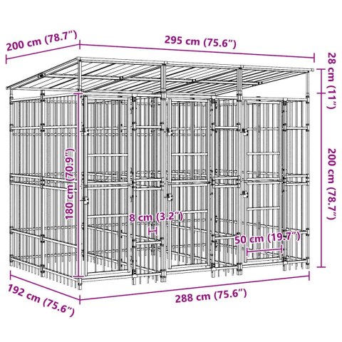 KOJEC ZEWNĘTRZNY DLA PSÓW Z ZADASZENIEM STALOWY 5,53M²