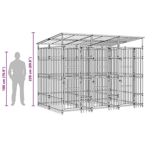 KOJEC ZEWNĘTRZNY DLA PSÓW Z ZADASZENIEM STALOWY 5,53M²