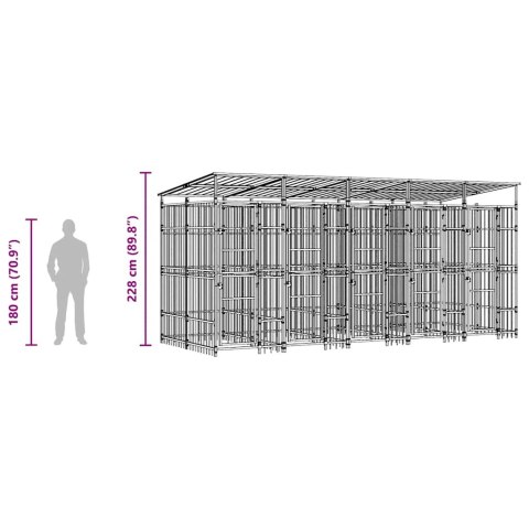 KOJEC ZEWNĘTRZNY DLA PSÓW Z ZADASZENIEM STALOWY 9,22M²