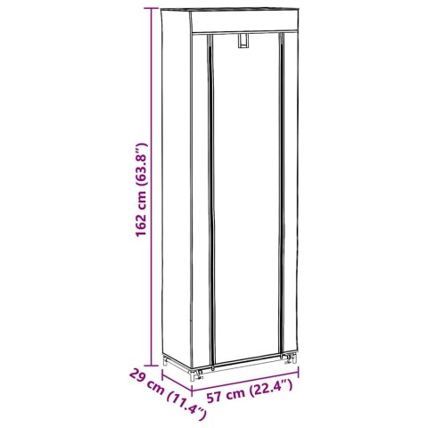 MATERIAŁOWA SZAFKA NA BUTY Z OSŁONĄ 57X29X162CM BRĄZOWA