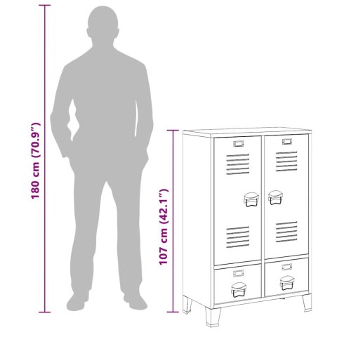METALOWA SZAFA W INDUSTRIALNYM STYLU 67X35X107 CZARNA