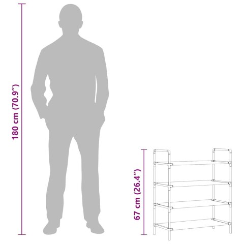 STOJAK NA BUTY Z 4 PÓŁKAMI METAL I WŁÓKNINA CZARNY