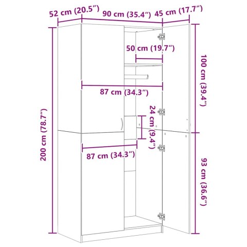 SZAFA BIAŁA 80X50X1715CM SOSNA SERIA PANAMA