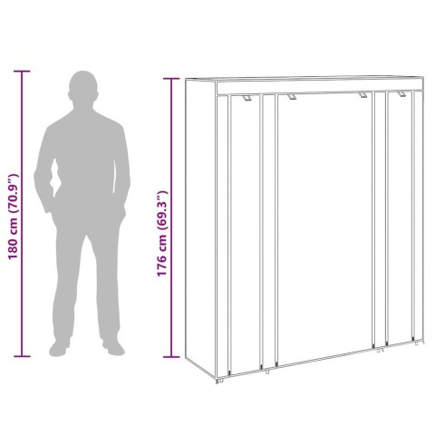 SZAFA MATERIAŁOWA Z PRZEGRODAMI I DRĄŻKIEM NA WIESZAKI BRĄZOWA