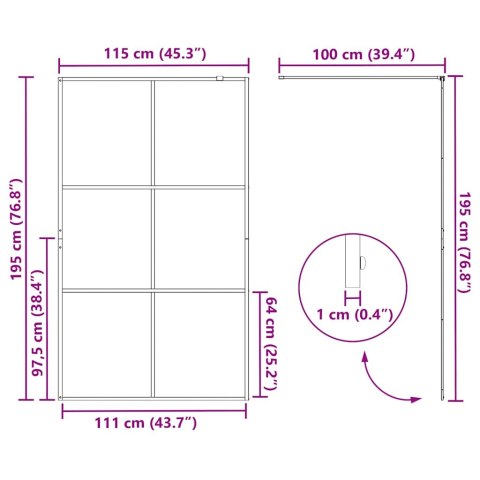 ŚCIANKA PRYSZNICOWA PRZEZROCZYSTE SZKŁO ESG 115X195CM CZARNA