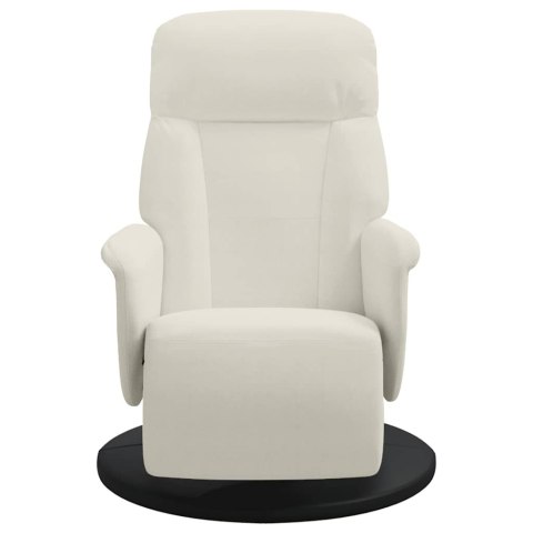 ROZKŁADANY FOTEL Z PODNÓŻKIEM KREMOWY OBITY AKSAMITEM