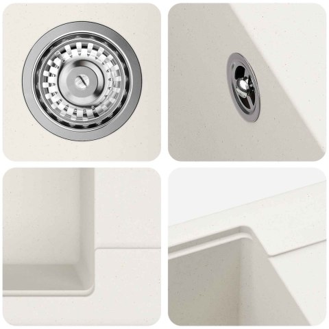 ZLEW BIAŁY 560X460MM 80% KWARC I 20% ŻYWICA