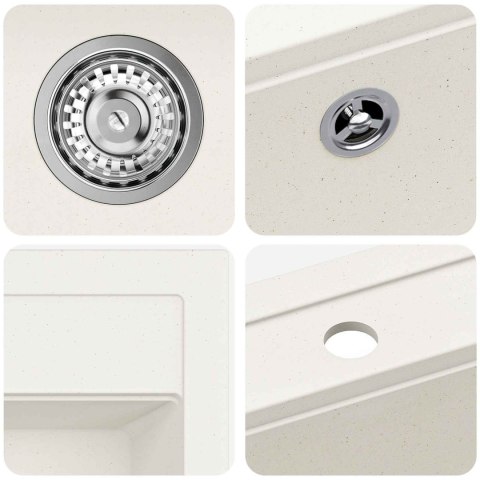 ZLEW BIAŁY 795X505MM 80% KWARCU I 20% ŻYWICY