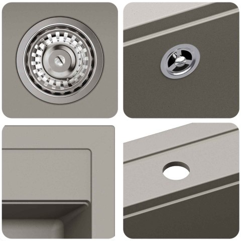 ZLEW SZARY 470X440MM GRANIT