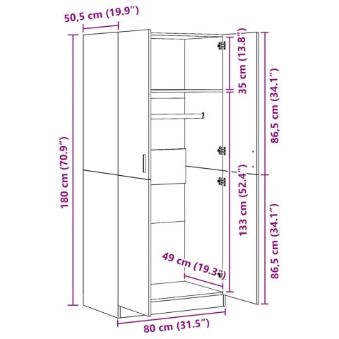 SZAFA KOLOR DĄB SONOMA 80X52X180CM